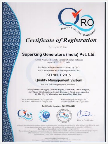 SuperKing Generators - An ISO Certified Company